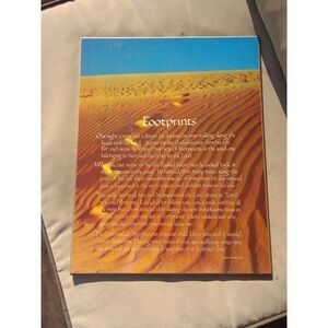 Footprints Religious wall plaque sign vintage 70's board w/glossy picture